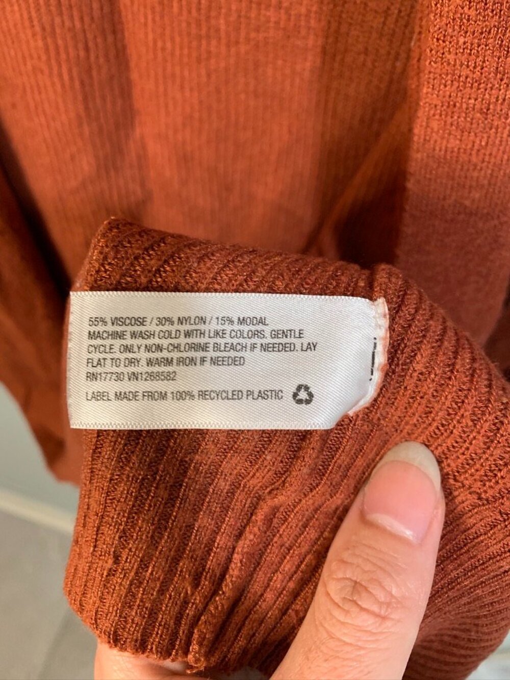A New Day Rust Open Front Cardigan Size Large Lightweight Knit Fall Layer - Picture 3 of 5